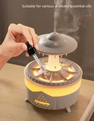 Mushroom diffuser with LED Light and raindrops