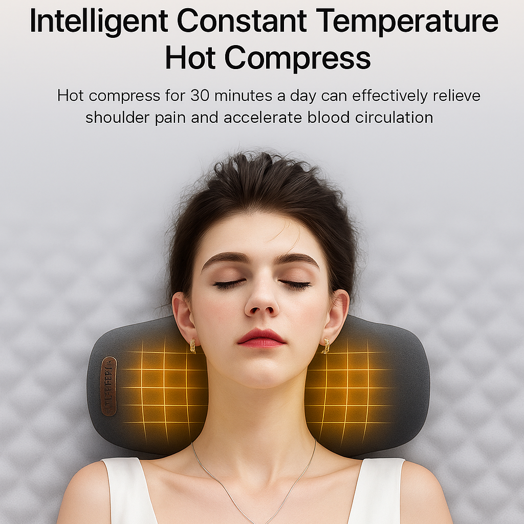 Heated massage pillow – Relief for neck and shoulders