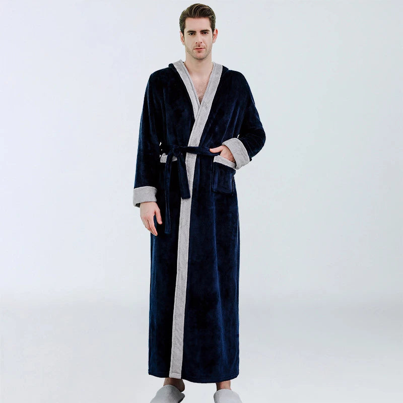 Elegant men's hooded bathrobe