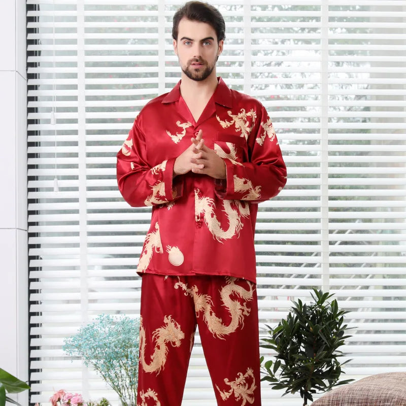 Couple satin pyjamas set – Elegant long sleeve matching sleepwear