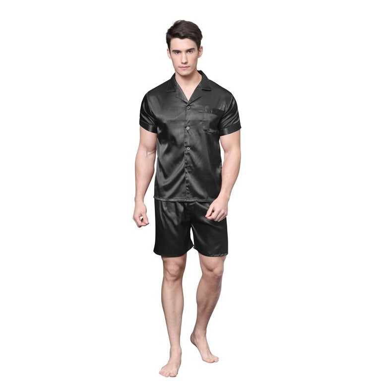 Men's short sleeve satin pyjamas set