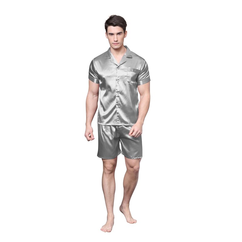 Men's short sleeve satin pyjamas set