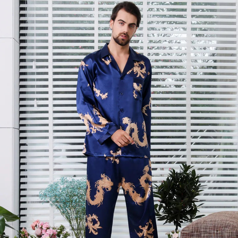 Couple satin pyjamas set – Elegant long sleeve matching sleepwear