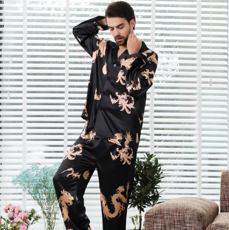 Couple satin pyjamas set – Elegant long sleeve matching sleepwear