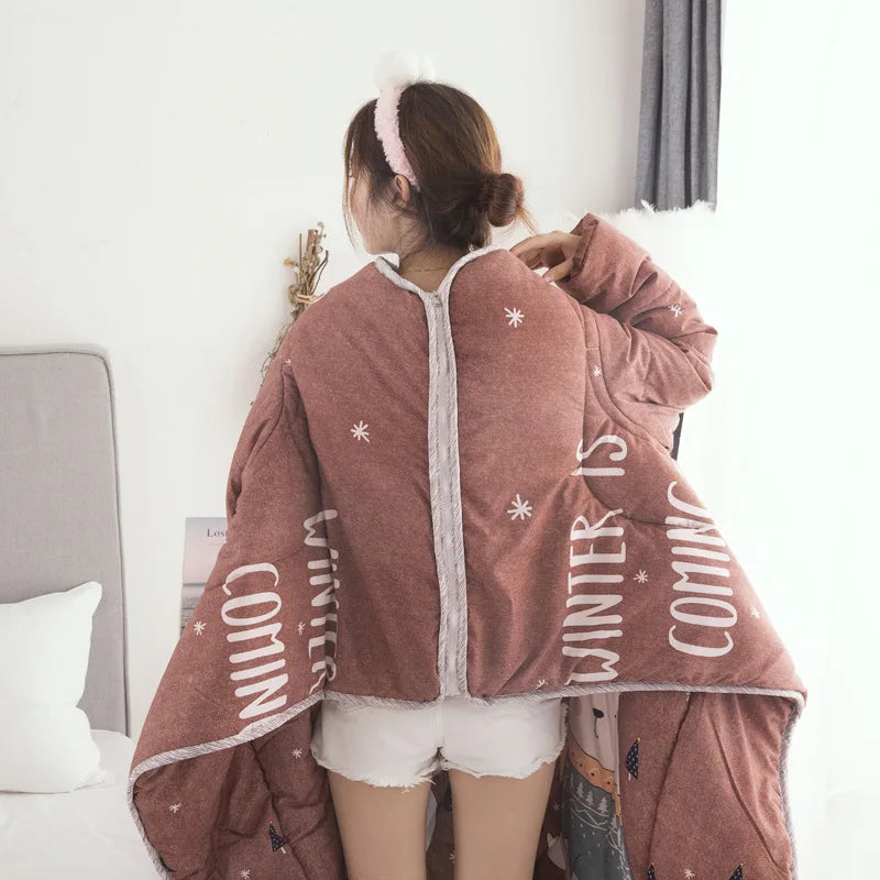 Blanket with sleeves for winter