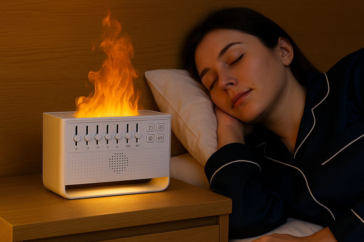 3-in-1 Flame Diffuser | White noise machine and essential oil humidifier
