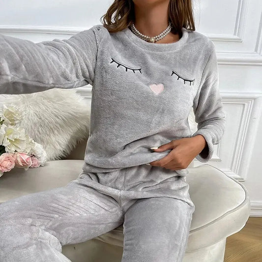 Cozy long sleeve winter pyjamas for women