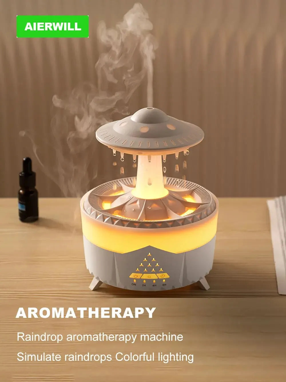 Mushroom diffuser with LED Light and raindrops