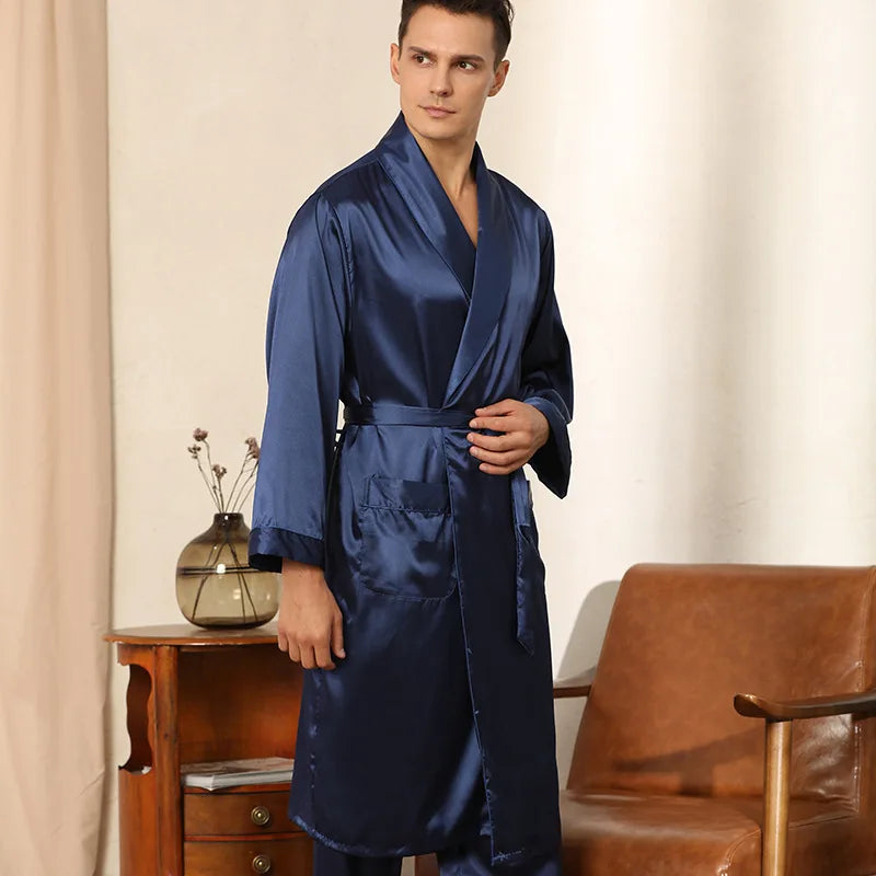 Elegant men's satin robe set