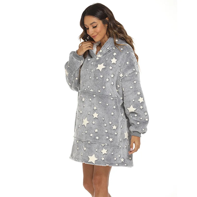 Blanket hoodie pyjamas glow in the dark