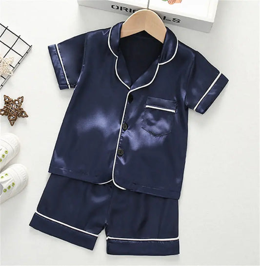 Baby's short sleeve satin pyjamas set