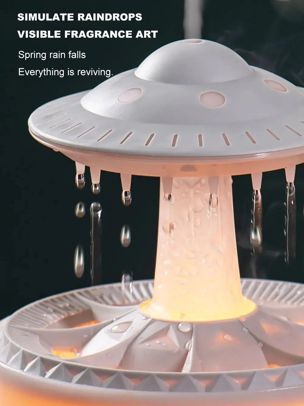 Mushroom diffuser with LED Light and raindrops
