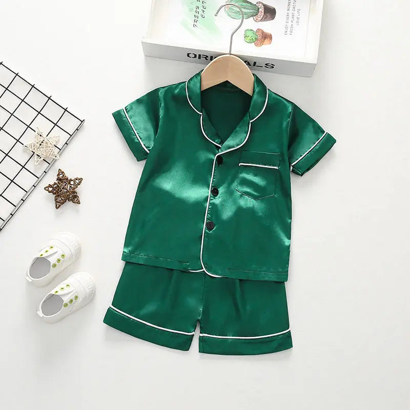 Baby's short sleeve satin pyjamas set