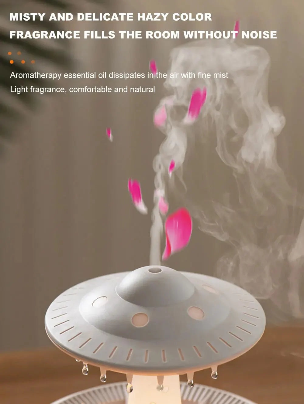 Mushroom diffuser with LED Light and raindrops