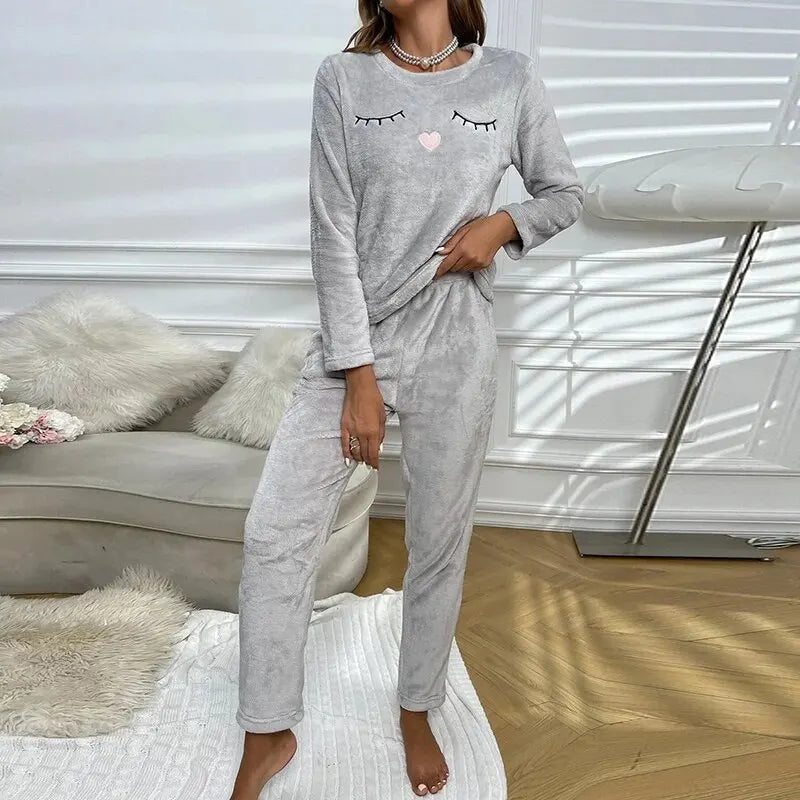 Cozy long sleeve winter pyjamas for women