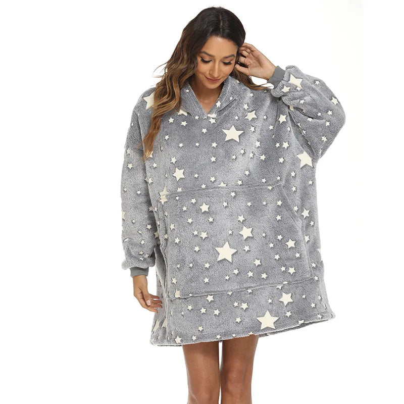 Blanket hoodie pyjamas glow in the dark