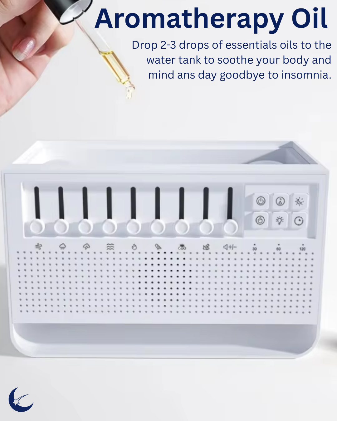 3-in-1 Flame Diffuser | White noise machine and essential oil humidifier