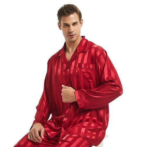 Men's long sleeve satin pyjamas set