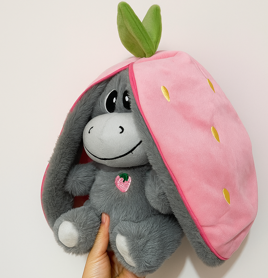 Cute baby donkey plush toy | Stuffed creative into fruit transform breathing donkey sleeping