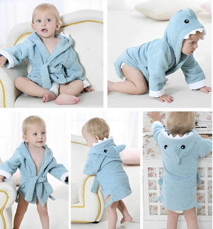 Cute Baby Shark Cotton Bathrobe