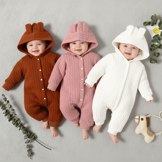 Baby Hooded Pyjamas | Soft, Warm & Premium Comfort in 3 Colors