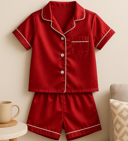 Children's short sleeved satin pyjamas