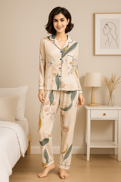 Women's long sleeve floral print pyjamas