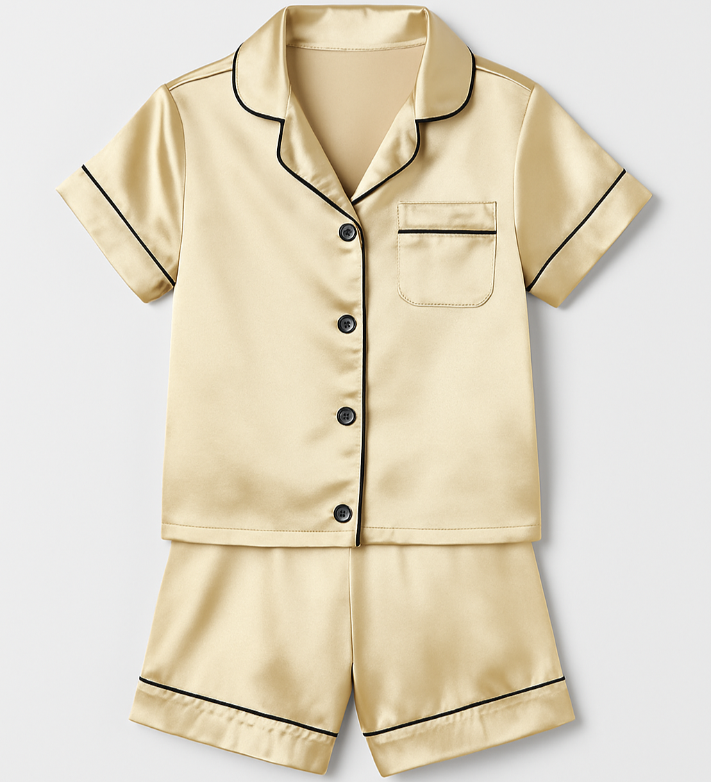 Children's short sleeved satin pyjamas
