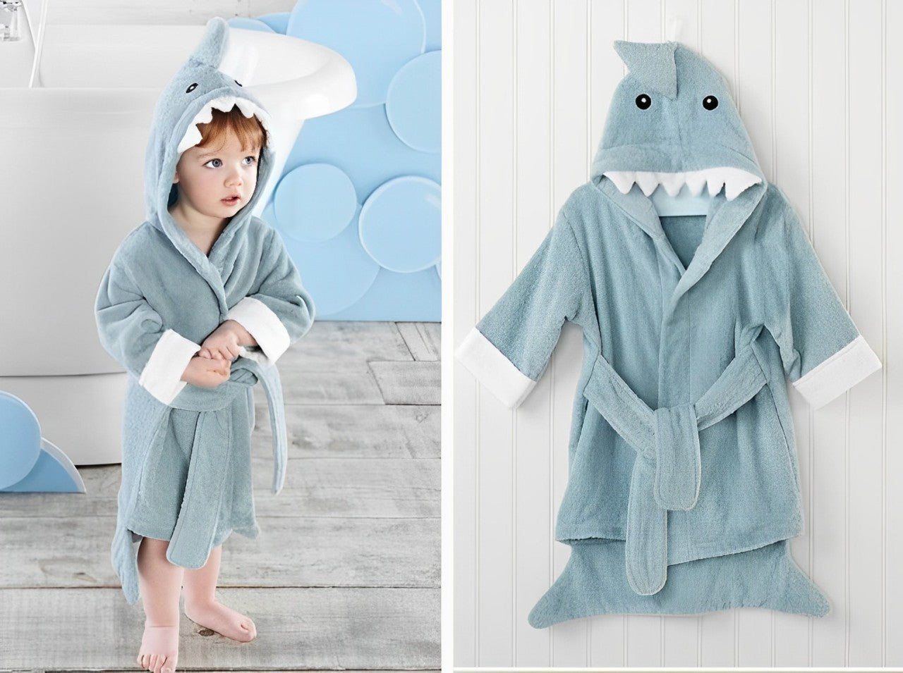 Cute Baby Shark Cotton Bathrobe