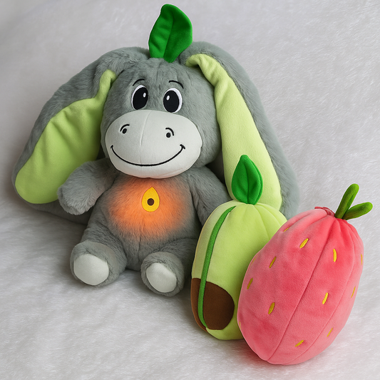 Cute baby donkey plush toy | Stuffed creative into fruit transform breathing donkey sleeping