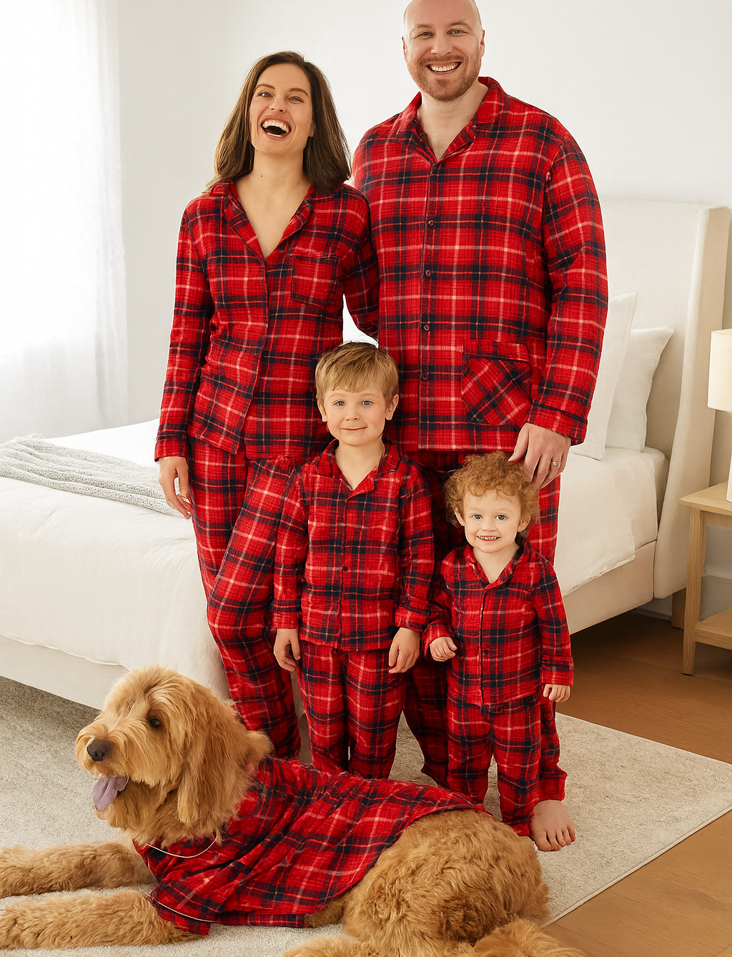 Plaid pyjamas for family and dog – Maximum comfort, classic look, and sizes for everyone