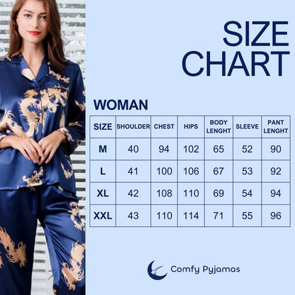 Couple satin pyjamas set – Elegant long sleeve matching sleepwear