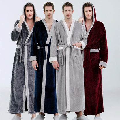 Elegant men's hooded bathrobe