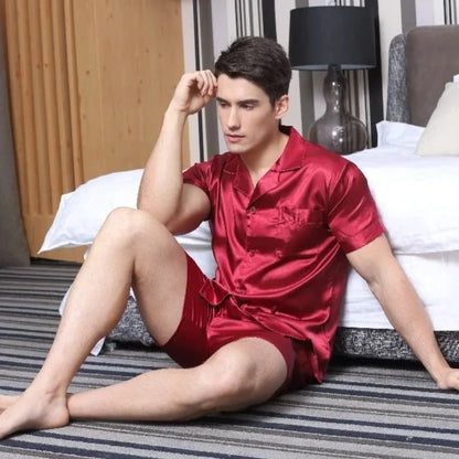 Men's short sleeve satin pyjamas set