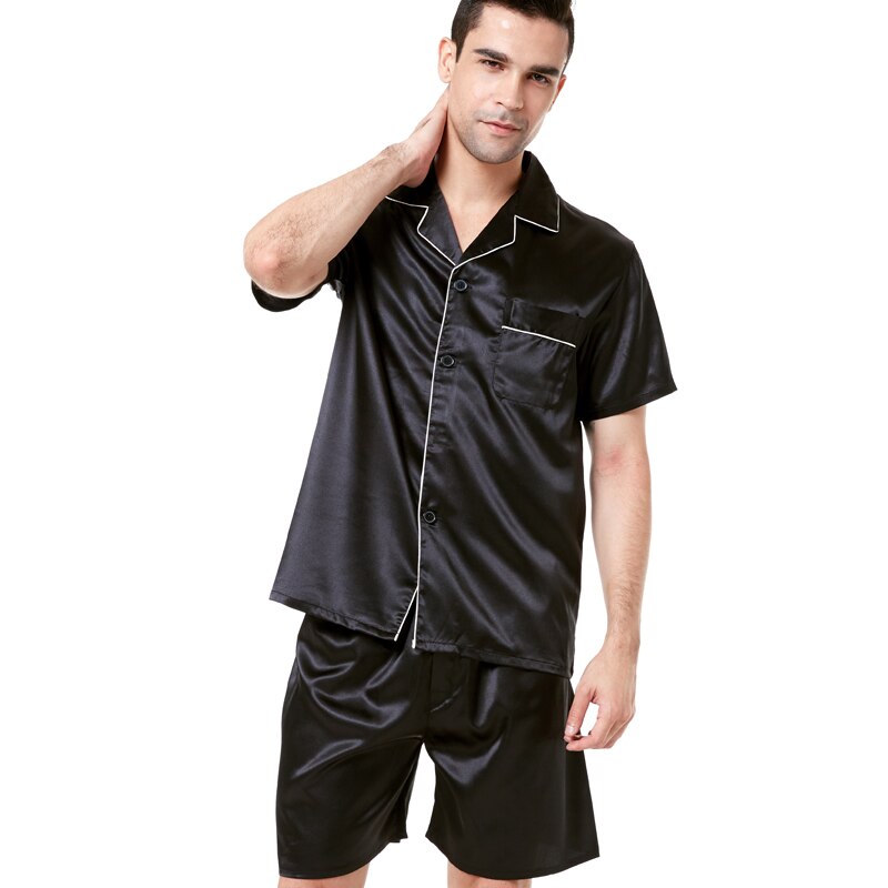 Men's short sleeve satin pyjamas set