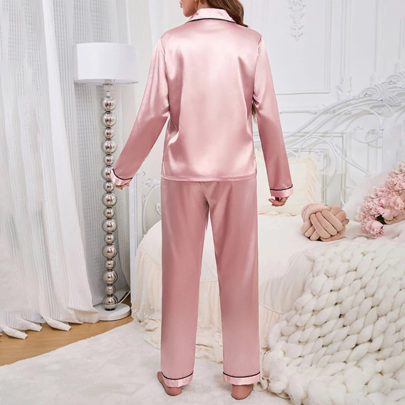 Women's long sleeve satin pyjamas