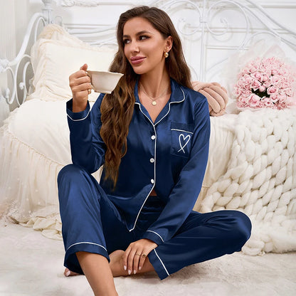 Women's long sleeve satin pyjamas