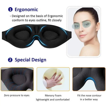 3D Sleep Mask Unisex – Comfortable, Ergonomic, Total Light Blocking