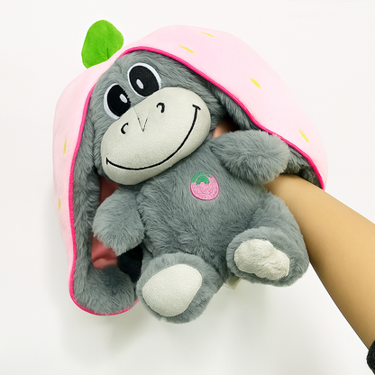 Cute baby donkey plush toy | Stuffed creative into fruit transform breathing donkey sleeping