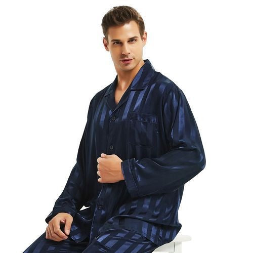 Men's long sleeve satin pyjamas set