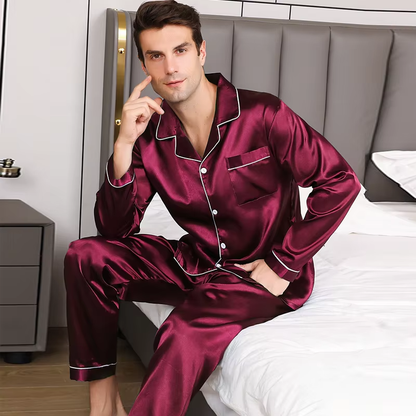 Men's long sleeve satin pyjamas